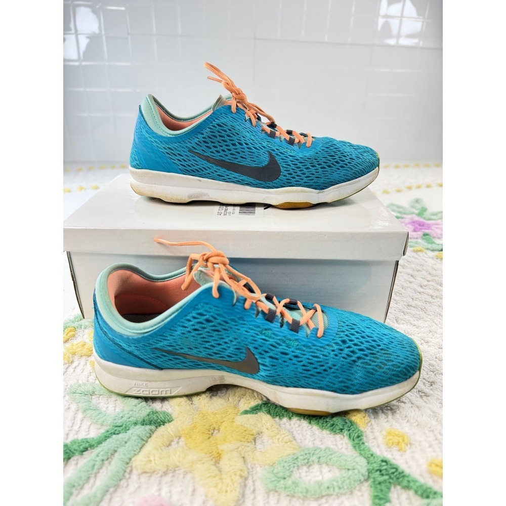 Nike Zoom Turquoise Orange‎ Athletic Training Shoes Women's Size 7.5